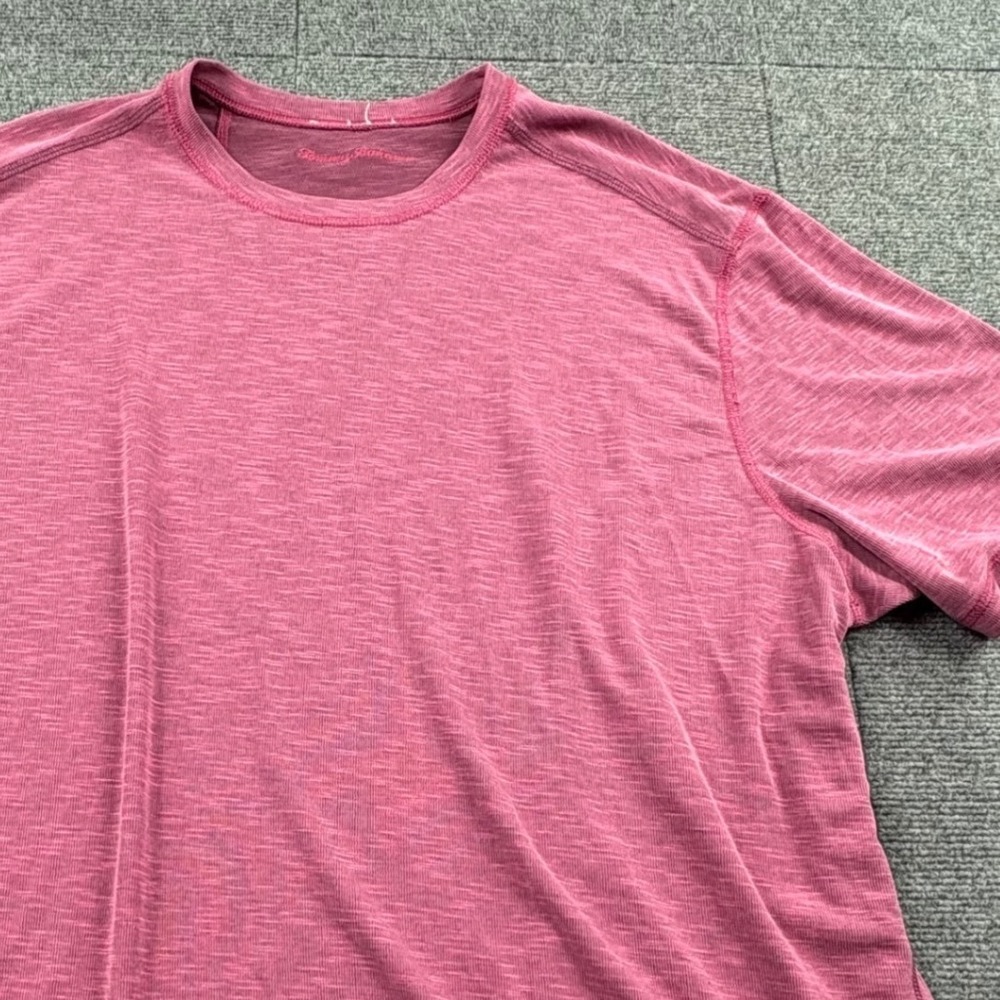 Tommy Bahama Mens Short Sleeve Slub Knit T-Shirt Pink Heather Space Dye XL